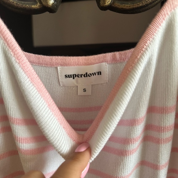 NWT Superdown Susie Pink & White Striped Knit Dress Size Small - Picture 7 of 7